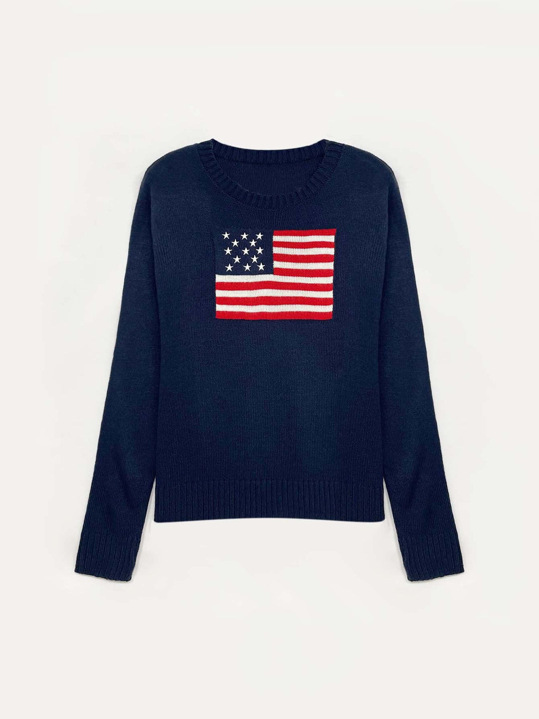 Women's Knitted Sweater with American Flag Motif Mune