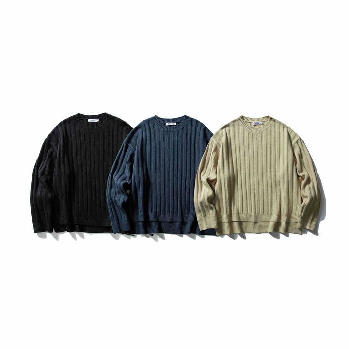 Unisex Coarse Ribbed Oversize Sweater with Round Neck