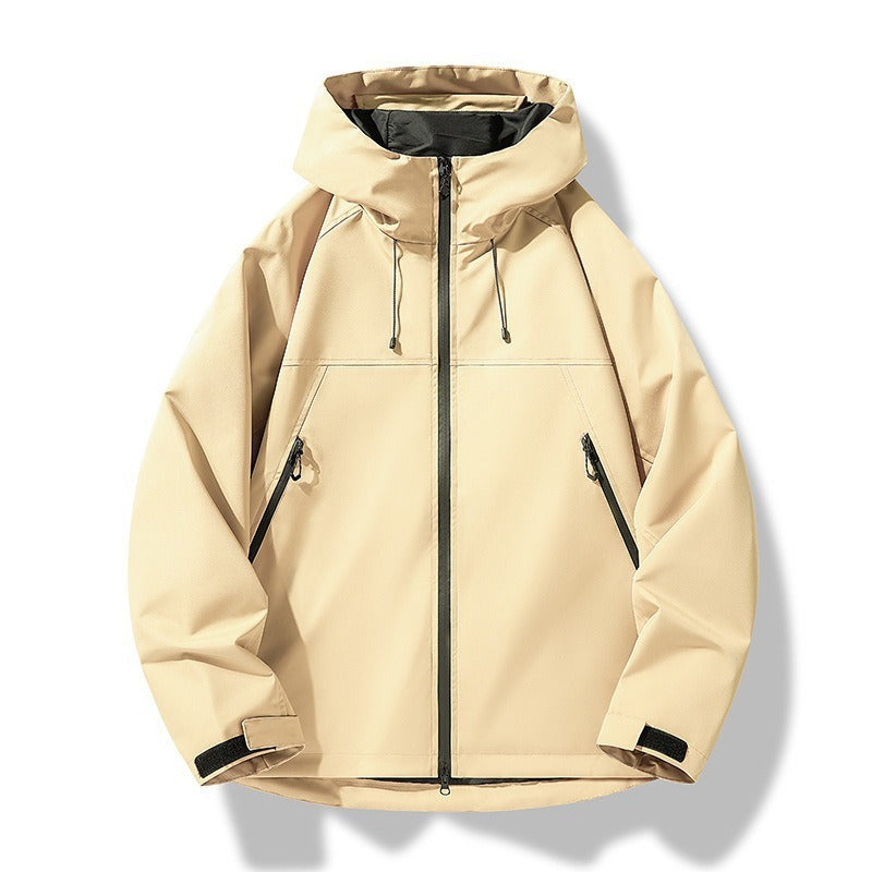 Men's Lightweight Two-Tone Softshell Hoodie Jacket with Hood, Zipper Pockets and Elastic Hem Mune Fashion