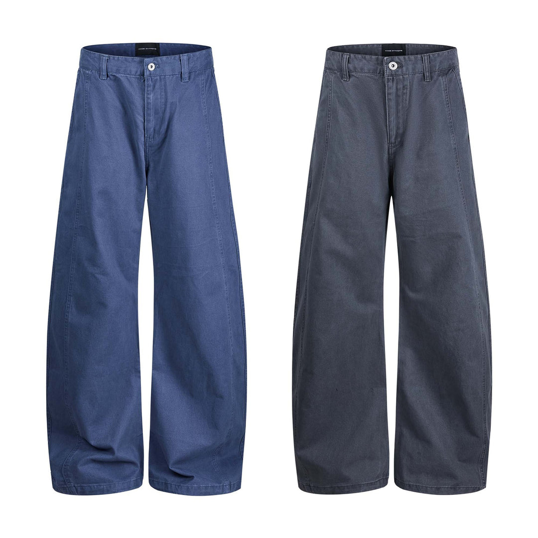 Women's wide ankle-length trousers with high waist made of cotton denim Mune Fashion