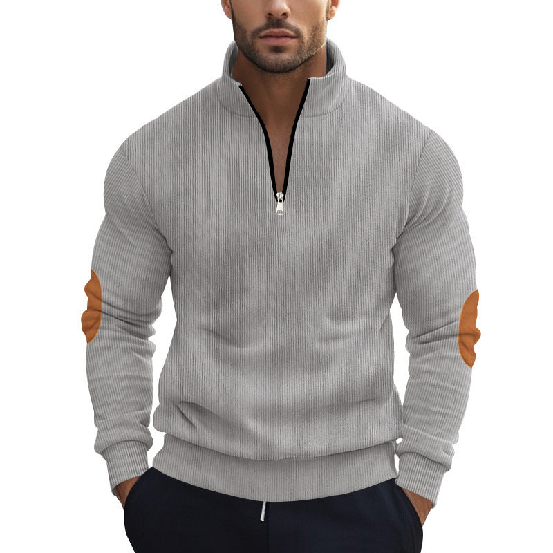 Men's sporty sweater with stand-up collar and zipper Mune Fashion