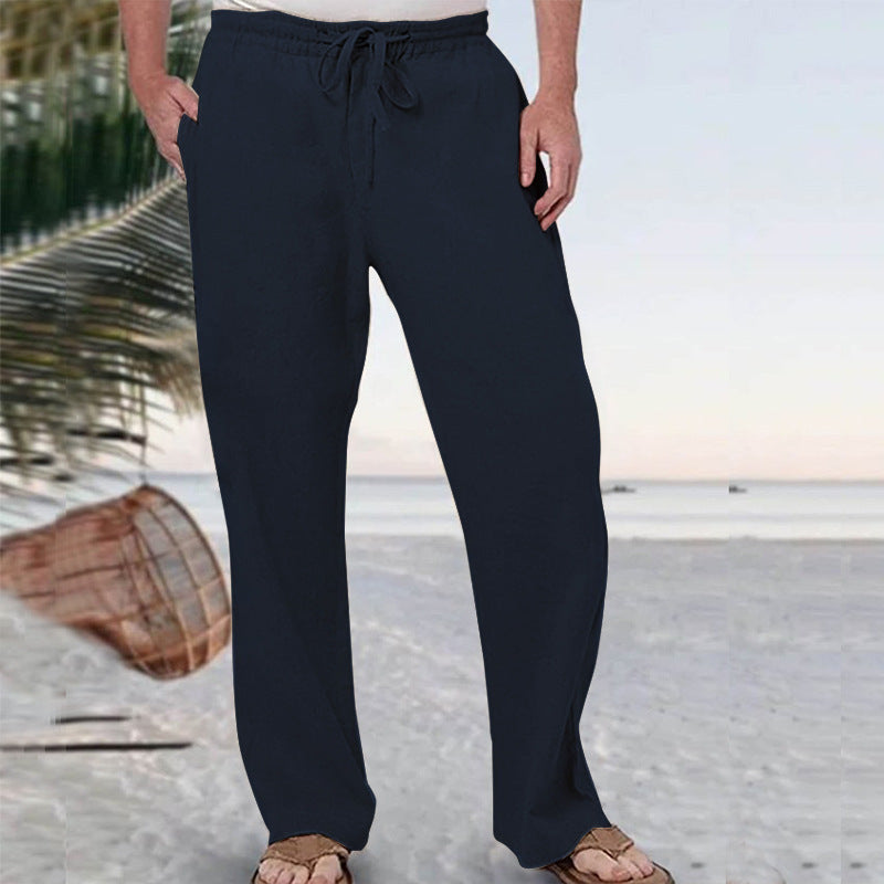 Men's soft lounge pants made of cotton jersey with elastic drawstring waistband and side pockets Mune Fashion