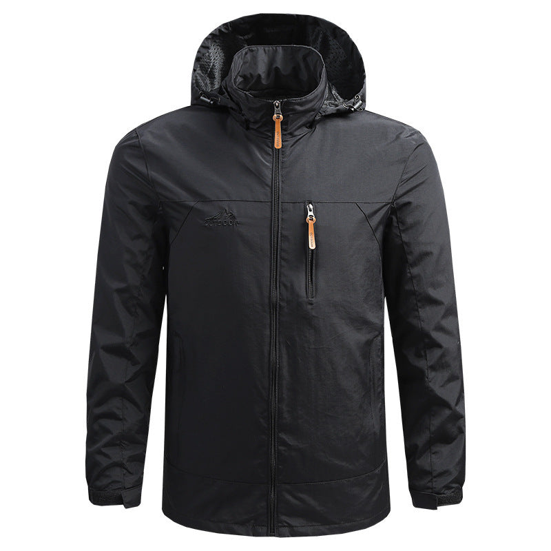 Men's Lightweight Breathable Outdoor Jacket with Hood, Chest Zip and Wind-Resistant Shell Mune Fashion