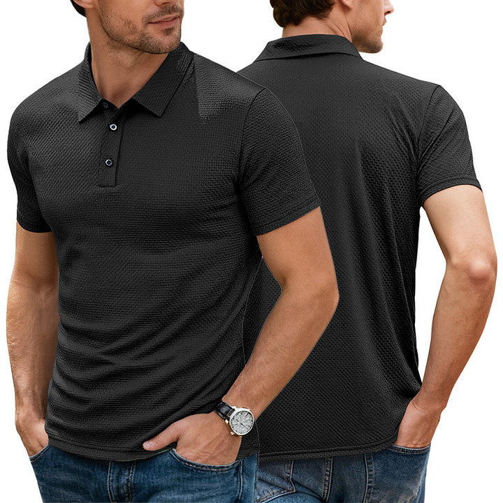 Men's nano structured micro jacquard polo shirt with slim fit and elastic comfort stretch Mune Fashion