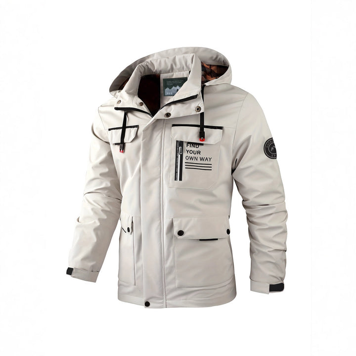 Men's light softshell parka with water-repellent coating, hood and multifunctional pockets Mune Fashion