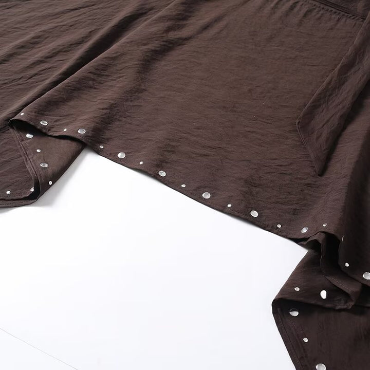Women Asymmetrical Poncho Cape with Ties and Grommet Trim Mune Fashion