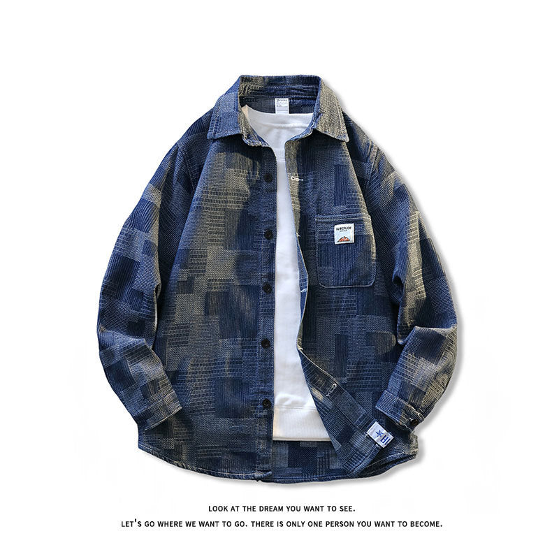 Men's Structured Overshirt Jacket in Cord with Patch Chest Pocket Mune Fashion