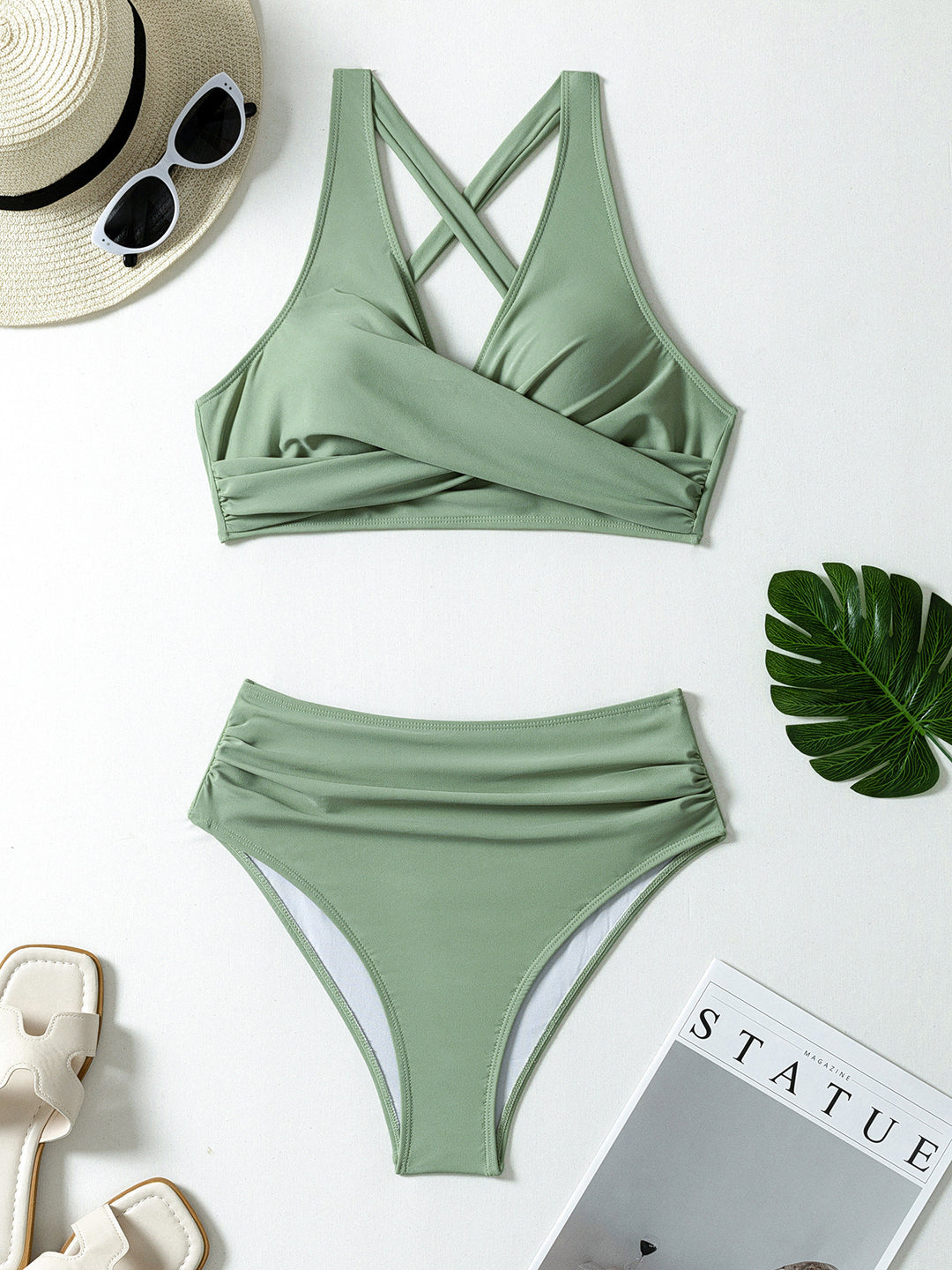 Women's High-Waisted Bikini Set with Elegant Wrap Design Mune Fashion