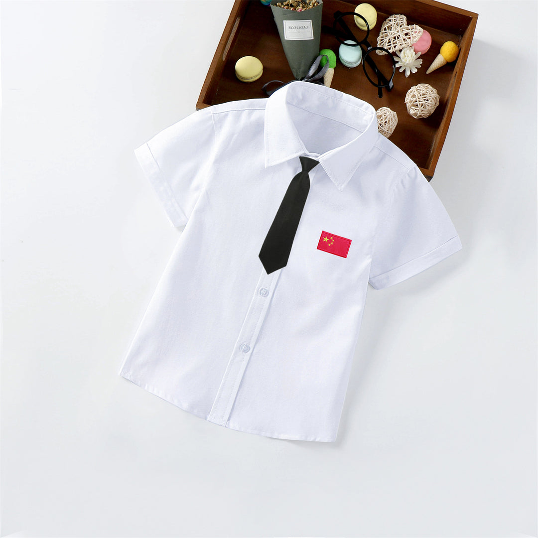 Ladies short sleeve shirt with elegant appliqué Mune Fashion