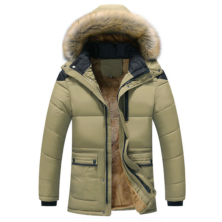 Men's parka with warming plush lining and removable faux fur hood Mune Fashion