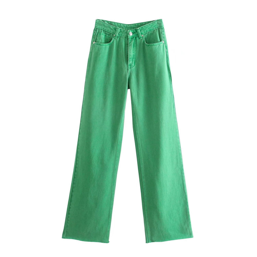 Women's high-waisted wide-cut jeans with wide leg, high waist and raw hem Mune Fashion