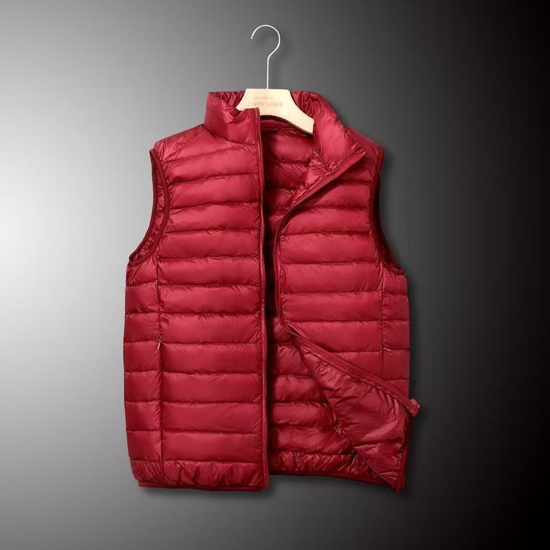 Men's Ultra-light Down-look Padded Vest with Chamber Cut and Stand Collar Mune Fashion