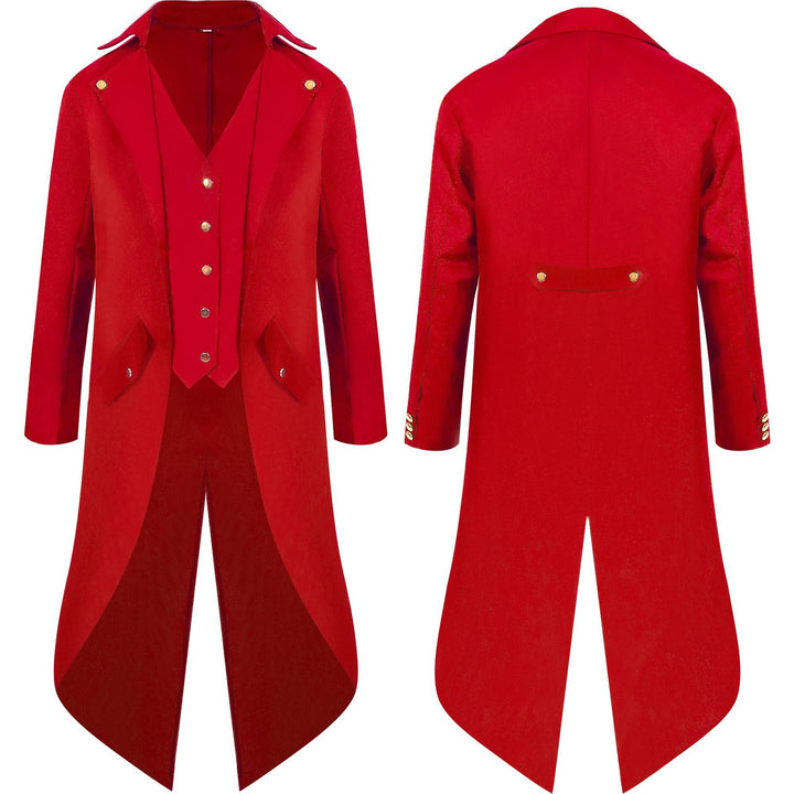 Men's fitted tailcoat with pointed swallowtail, integrated V waistcoat, and decorative button placket Mune Fashion