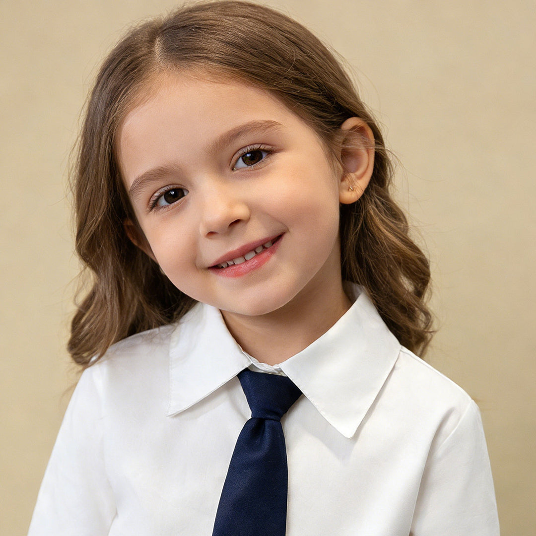 Girls Elegant Shirt with Classic Collar and Tie Mune Fashion