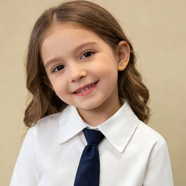 Girls Elegant Shirt with Classic Collar and Tie Mune Fashion