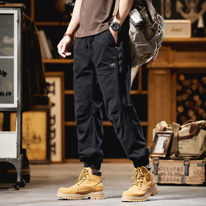 Herren Cargo-Joggerhose mit Knieverstärkungen, Reißverschluss-Seitentasche und Kordelbund Mune Fashion
