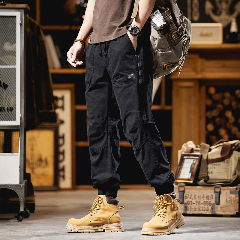 Herren Cargo-Joggerhose mit Knieverstärkungen, Reißverschluss-Seitentasche und Kordelbund Mune Fashion