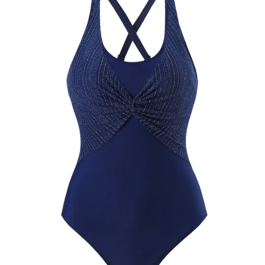 Women's one-piece swimsuit with fashionable wrap design and creative cross back Mune Fashion