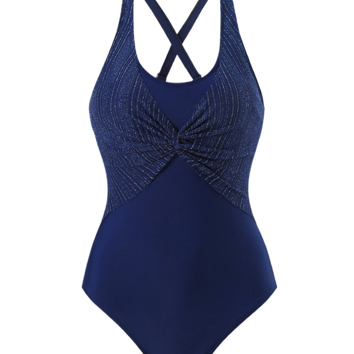 Women's one-piece swimsuit with fashionable wrap design and creative cross back Mune Fashion