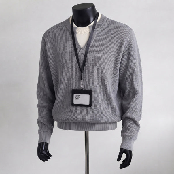 Men's Comfortable Knit Sweater with V-Neck Mune Fashion
