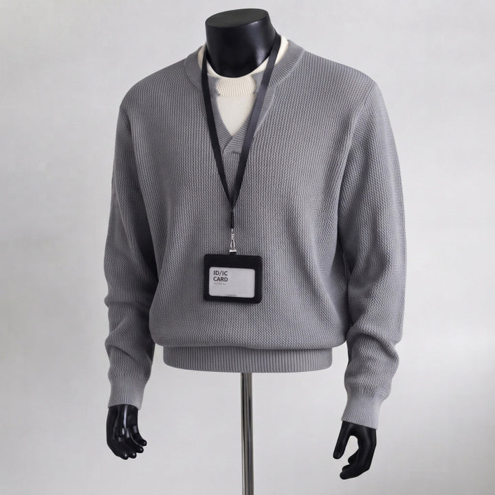 Men's Comfortable Knit Sweater with V-Neck Mune Fashion