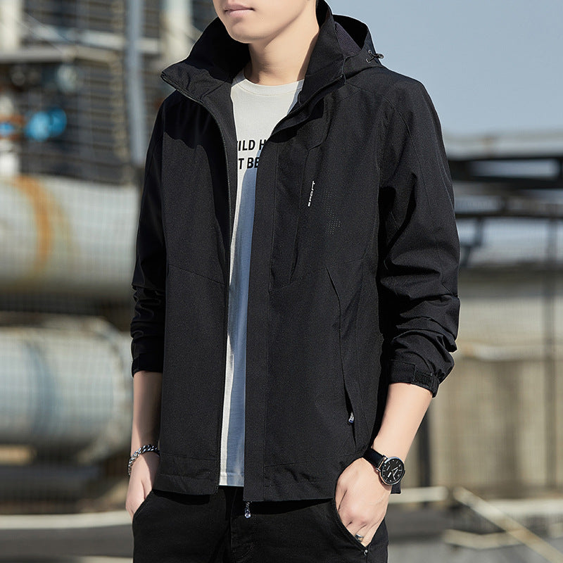 Men's Lightweight Hooded Softshell Jacket with Windproof Membrane and Minimalist Urban Cut Mune Fashion