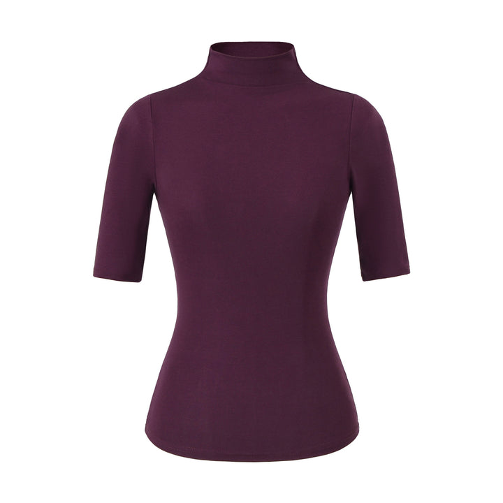 Women's Fitted Stand Collar Shirt with Half-Length Sleeves Mune Fashion