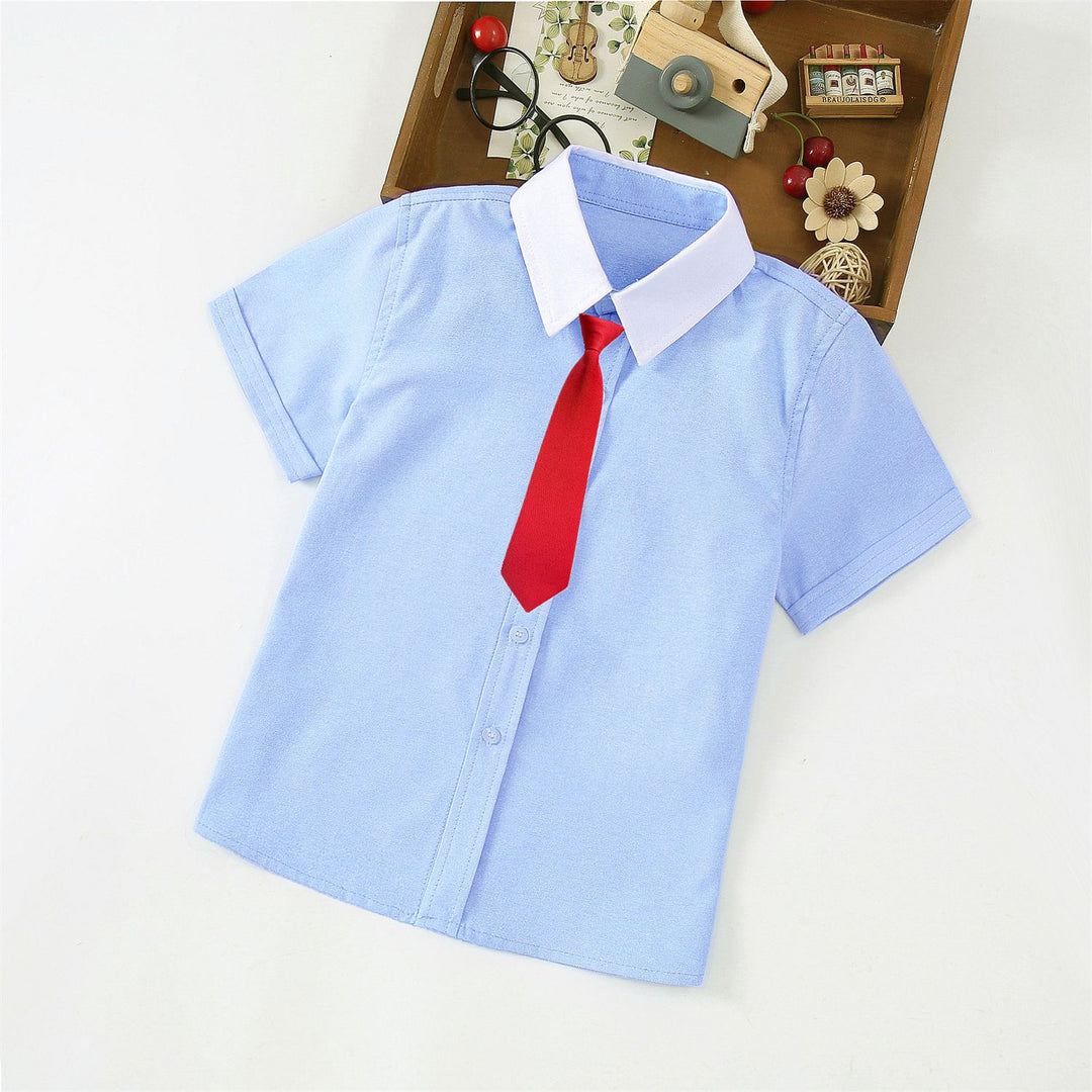 Boys Elegant Short Sleeve Shirt with Bow Tie Mune Fashion