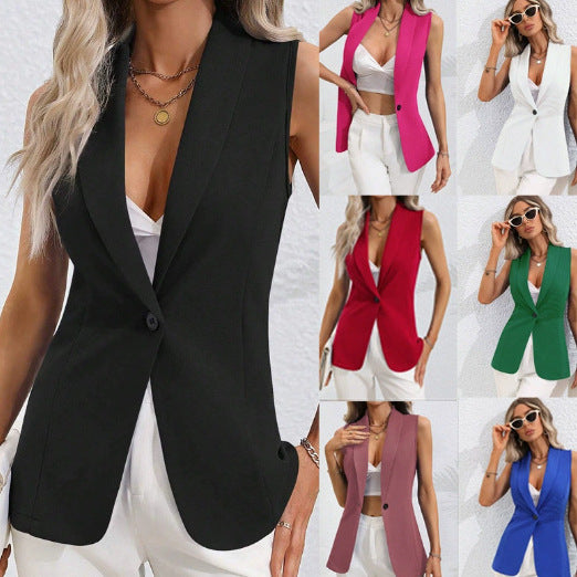 Women Sleeveless Tailored Blazer Vest Mune Fashion
