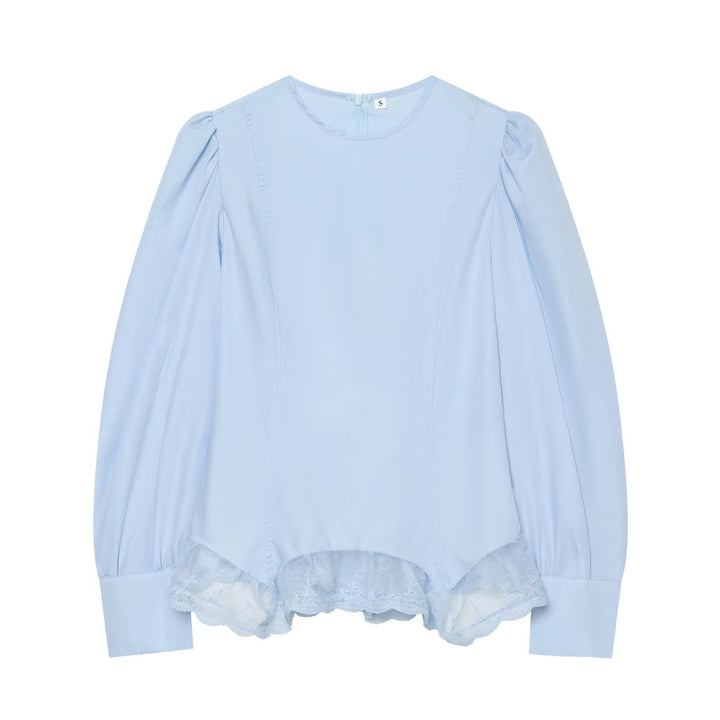 Women's blouse with volume sleeves and lace trim Mune Fashion