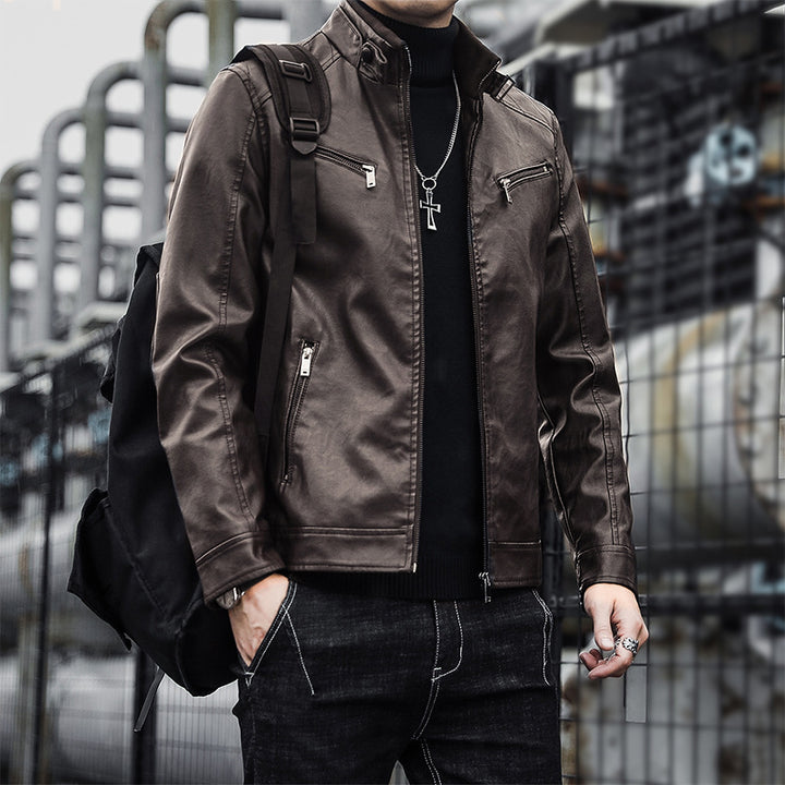 Men Stylish Faux Leather Jacket Mune Fashion
