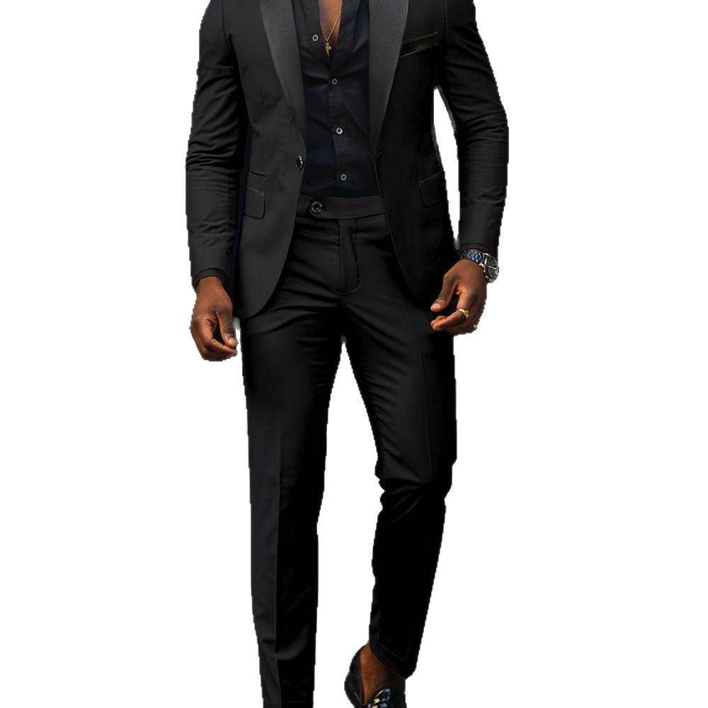 Men's narrow cut tuxedo with satin lapels and slim-fit trousers Mune Fashion
