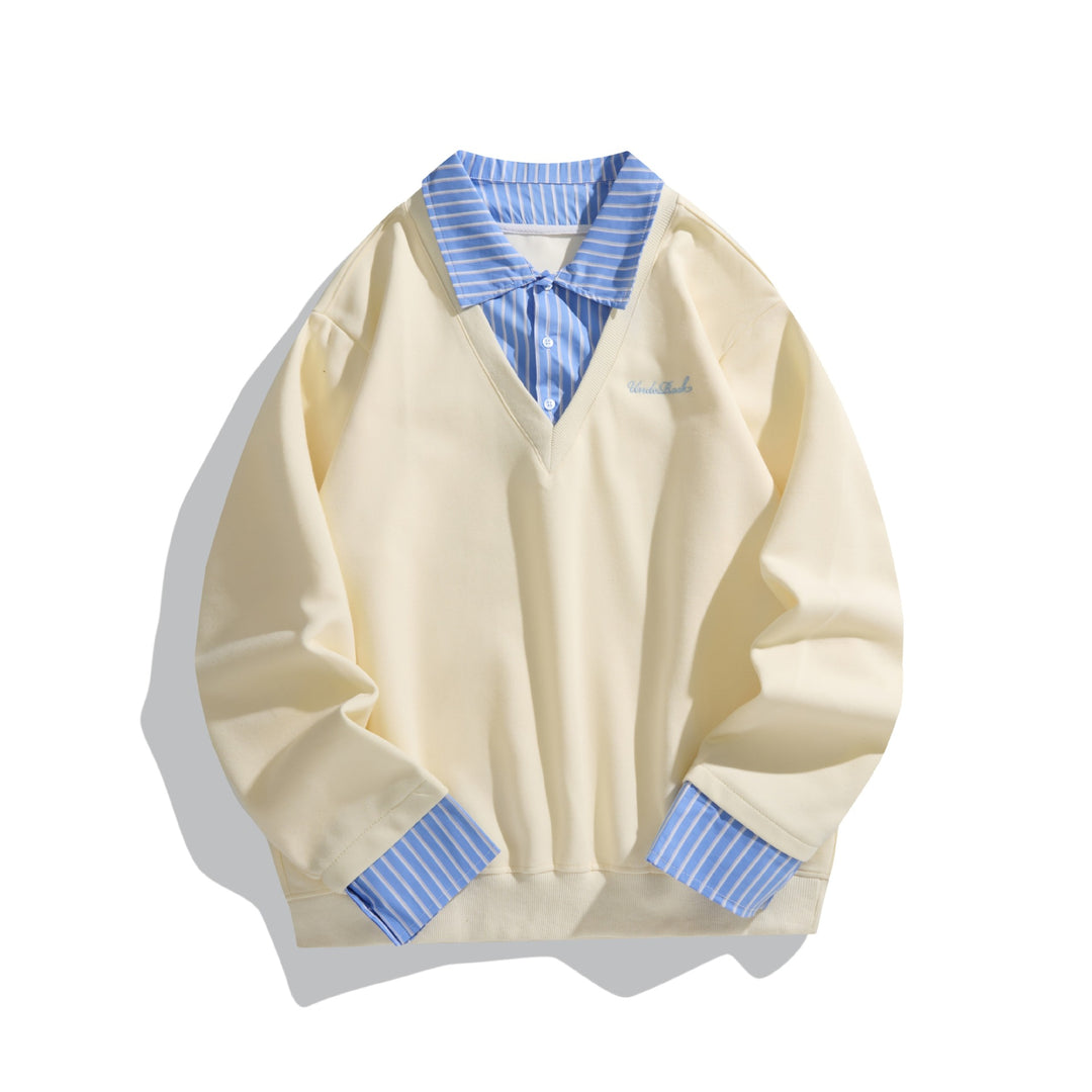 Unisex Oversize Layering Sweater with integrated shirt collar Mune Fashion