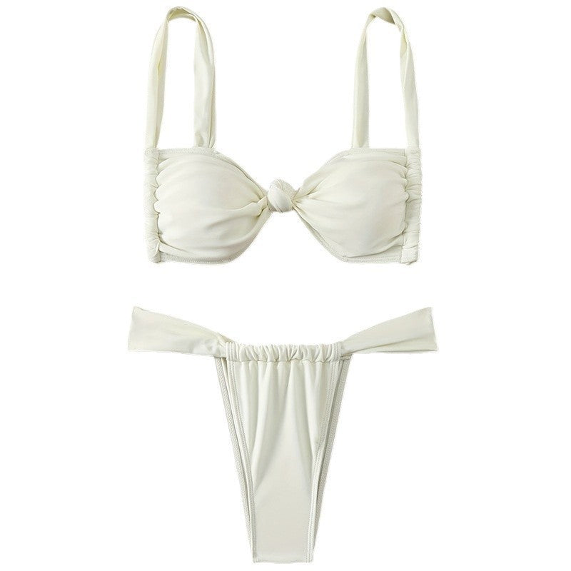 Women's triangle bikini with knot-shaped straps and high-cut bottom Mune Fashion