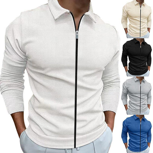 Men's tailored structured shirt jacket with turn-down collar and contrasting center zipper Mune Fashion