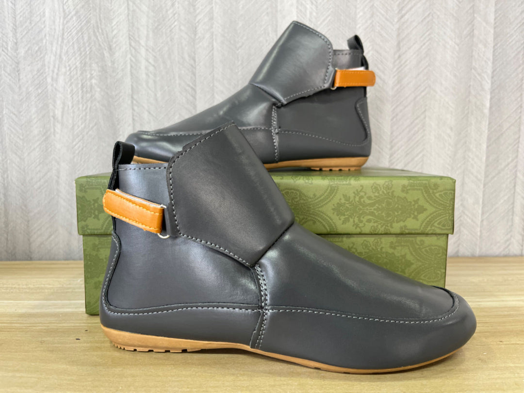 Unisex ankle-high synthetic leather boots with Velcro closure and non-slip rubber sole Mune Fashion