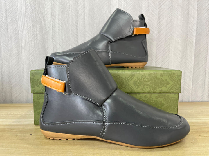 Unisex ankle-high synthetic leather boots with Velcro closure and non-slip rubber sole Mune Fashion