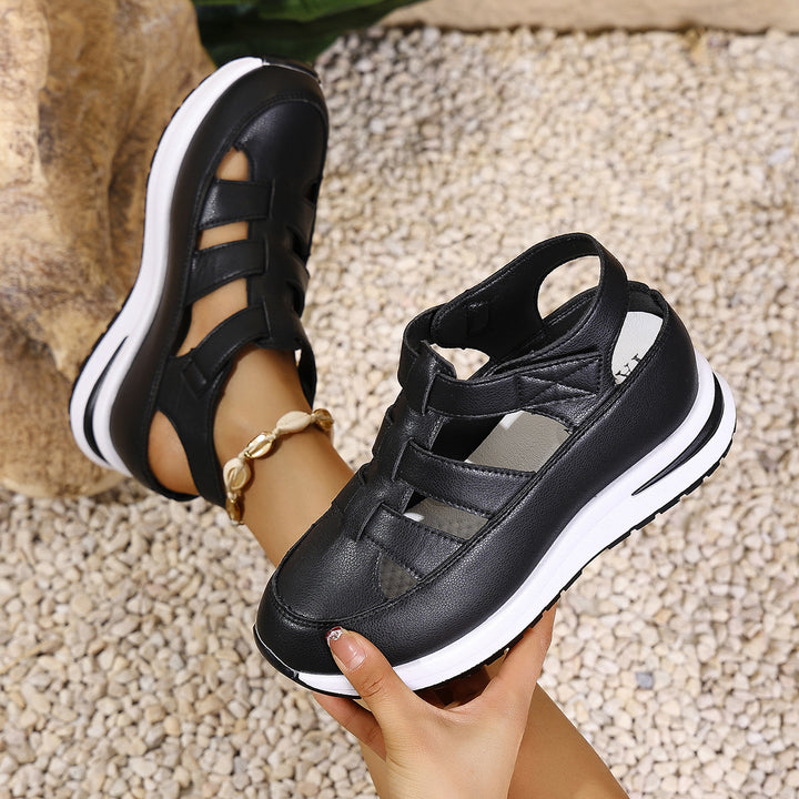 Women’s Platform Sneaker Sandal with Velcro and Closed Toe Mune Fashion