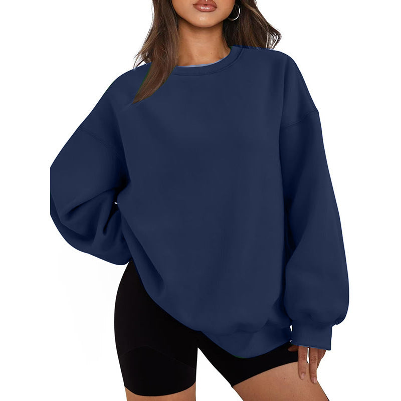Women's oversized crew neck sweatshirt with dropped shoulder, soft fleece lining, and ribbed cuffs Mune Fashion