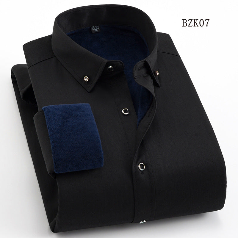 Men's Padded Business Shirt with Thermofleece Inner Side and Button-Down Collar Mune Fashion