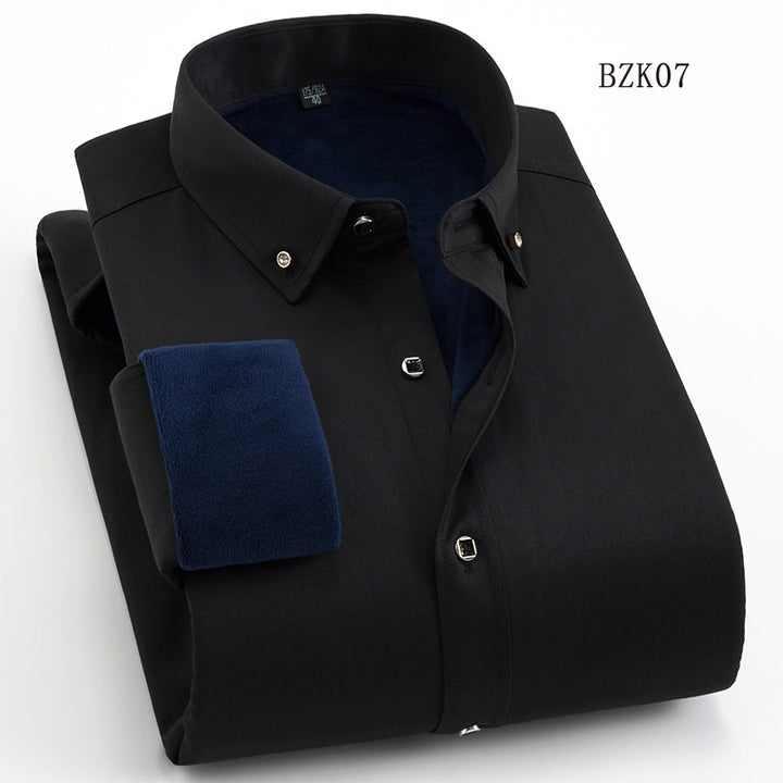 Men's Padded Business Shirt with Thermofleece Inner Side and Button-Down Collar Mune Fashion