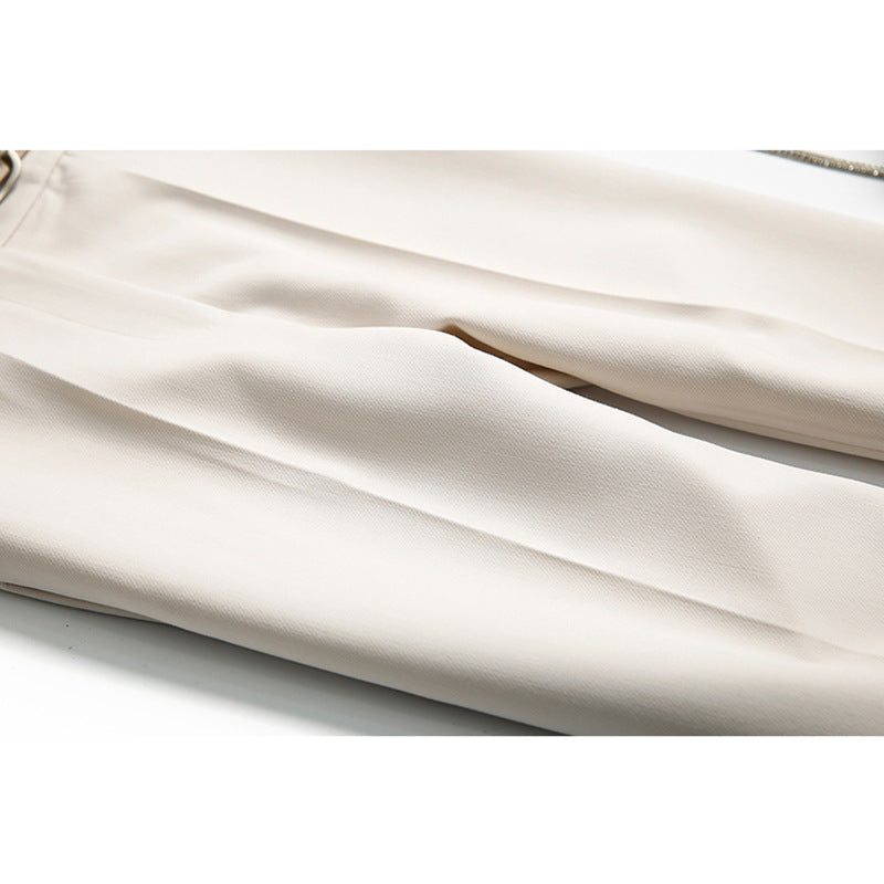 Women Elegant and Comfortable High-Waisted Suit Pants with Belt Drune