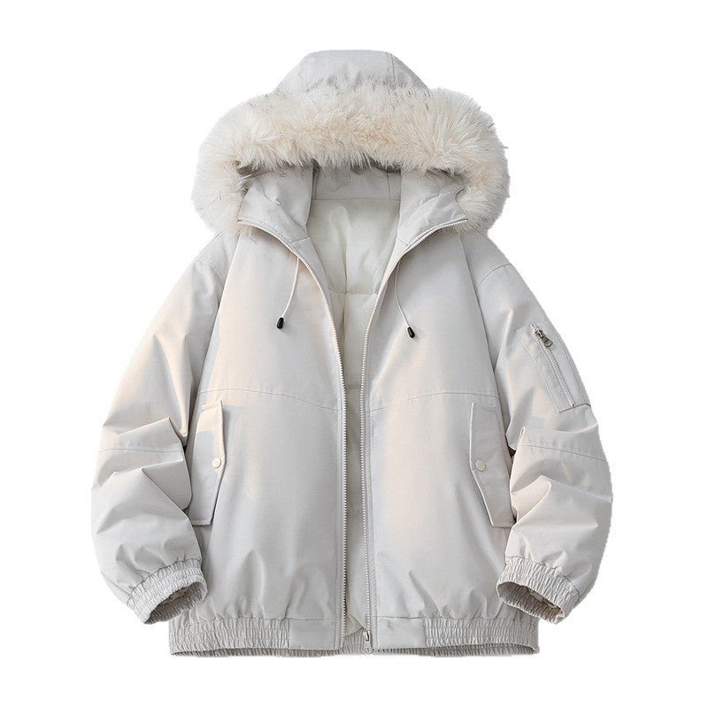 Ladies Fashionable Winter Jacket with Removable Faux Fur Collar Mune Fashion