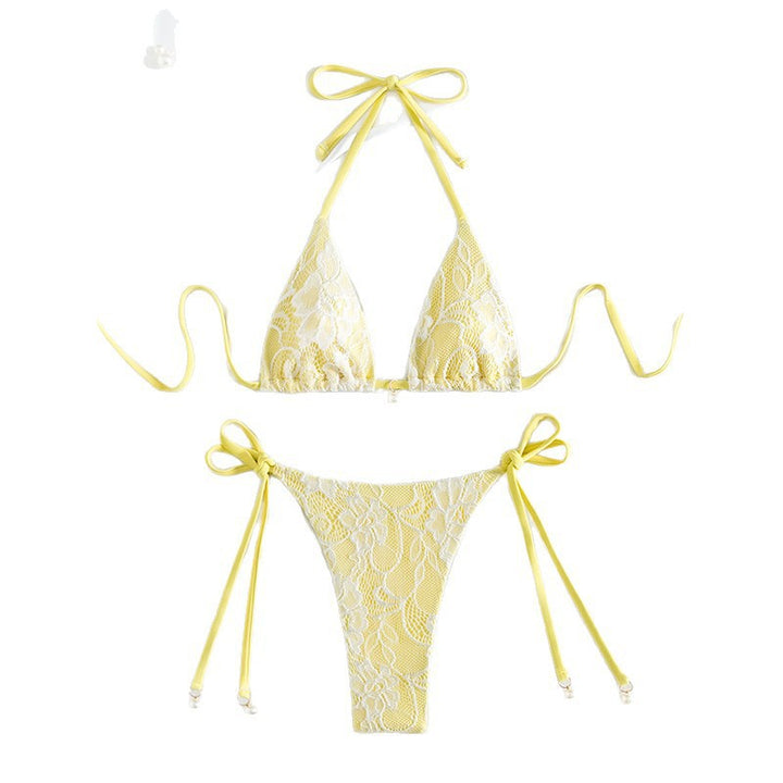 Women's triangle bikini with delicate crochet pattern and adjustable ties Mune Fashion