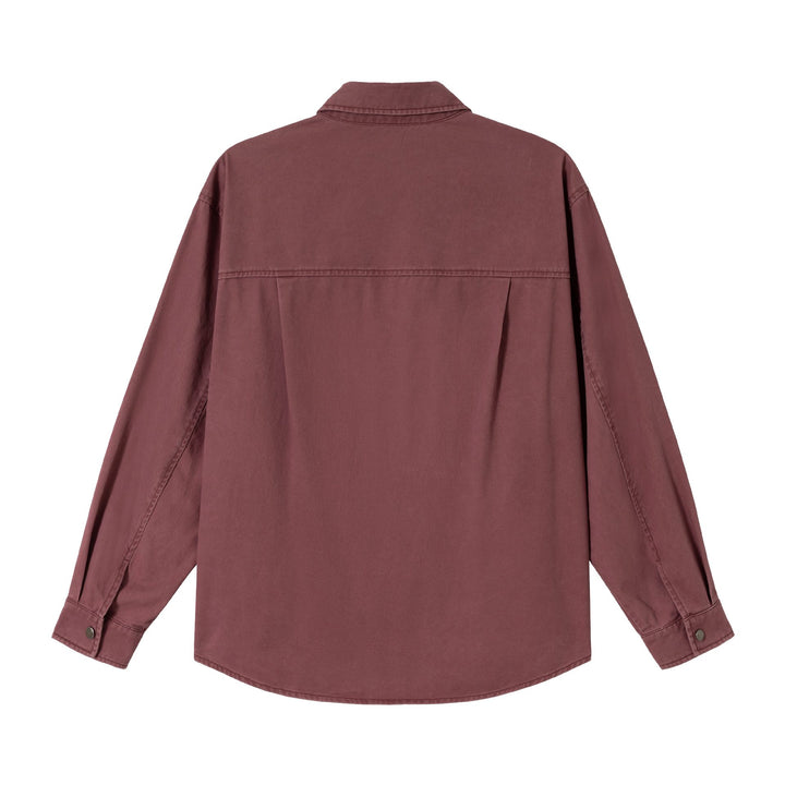 Ladies Oversize Shirt Jacket in Shacket Style made of washed cotton twill with snap button closure Mune Fashion
