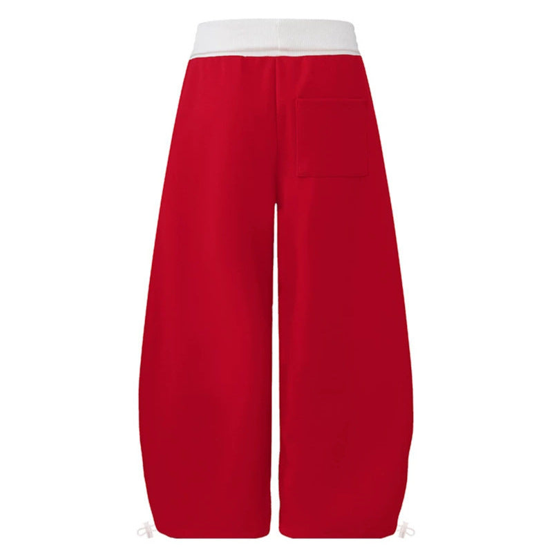 Women's Wide Palazzo Jogging Pants with High Comfort Waistband, Side Text Print and Adjustable Hem Mune Fashion