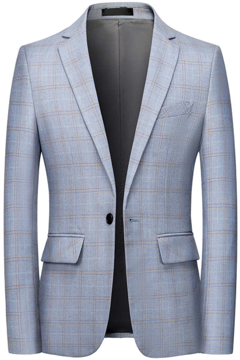 Men's tailored checked business jacket made of lightweight wool blend with falling lapels Mune Fashion