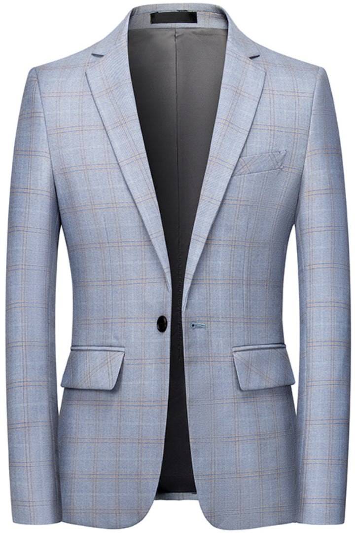 Men's tailored checked business jacket made of lightweight wool blend with falling lapels Mune Fashion