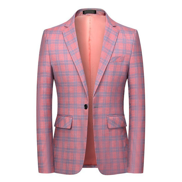Men's tailored checked business jacket made of lightweight wool blend with falling lapels Mune Fashion