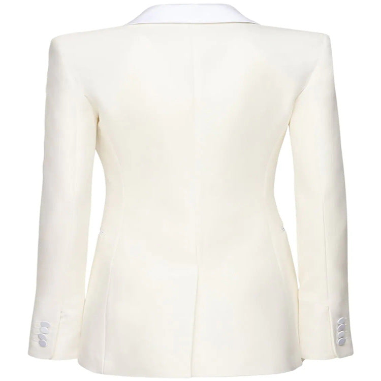 Women Structured Shoulder Blazer in Retro-Tailoring Mune Fashion